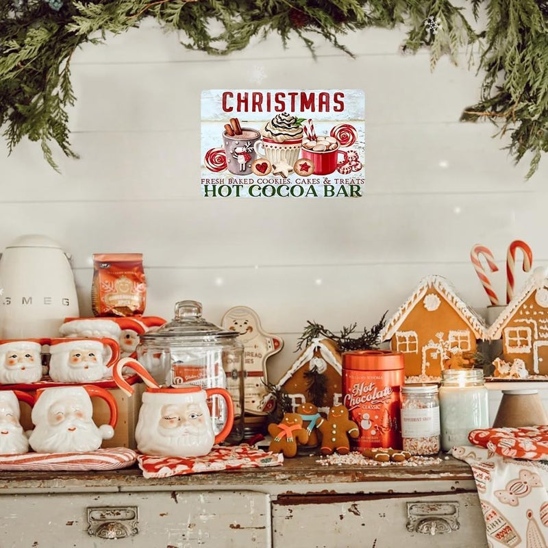 Joyline Vintage Christmas Decor Gifts Rustic Hot Cocoa Bar Fresh Baked Cookies Cakes&Treats Tin Sign for Home Farmhouse Kicthen Cafe Bar Wall Decor 8 x 12 inches (3238) - Image 4